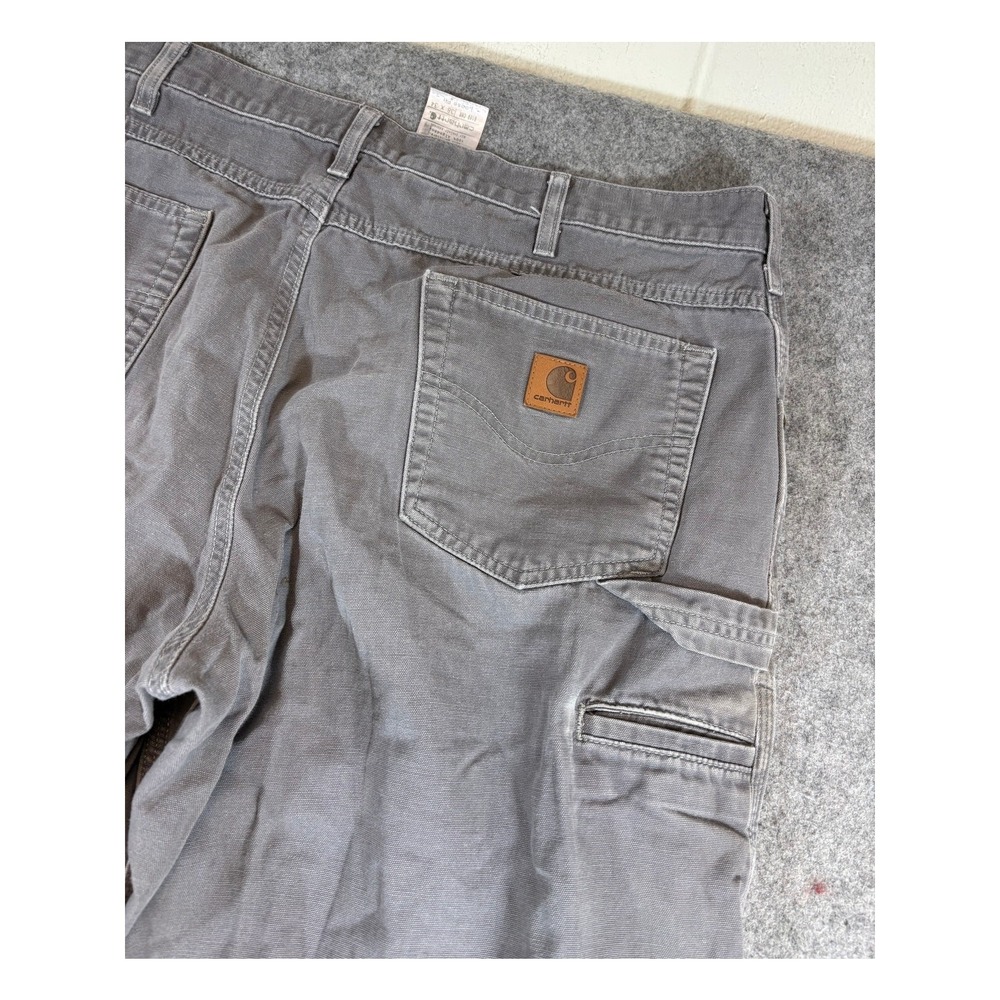 Carhartt B159 CHR Loose Fit Carpenter Pants Grey Canvas Workwear Mens 38x34